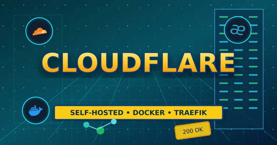 Bold dark service documentation poster for Cloudflare Companion using only relevant service icons from the documented stack.